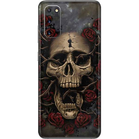 Liquid Blue Skull Entwined with Roses Galaxy S20 Skin