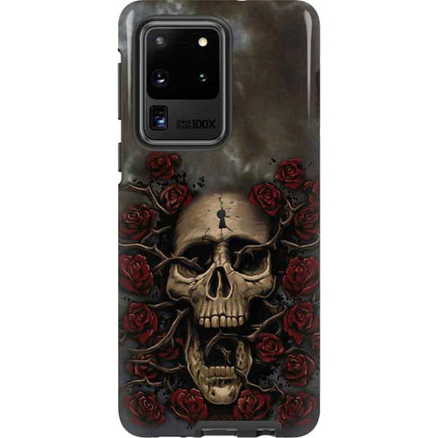 Liquid Blue Skull Entwined with Roses Galaxy S20 Ultra 5G Pro Case