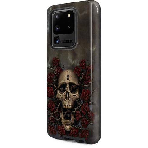 Liquid Blue Skull Entwined with Roses Galaxy S20 Ultra 5G Pro Case