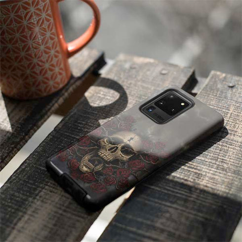 Liquid Blue Skull Entwined with Roses Galaxy S20 Ultra 5G Pro Case