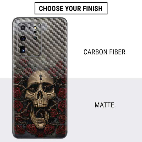 Liquid Blue Skull Entwined with Roses Galaxy S20 Ultra 5G Skin