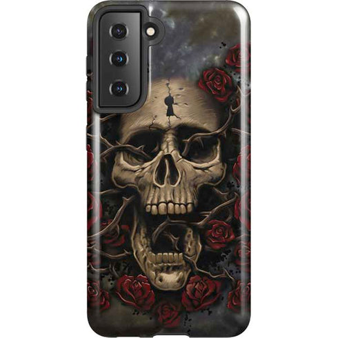 Liquid Blue Skull Entwined with Roses Galaxy S21 5G Pro Case