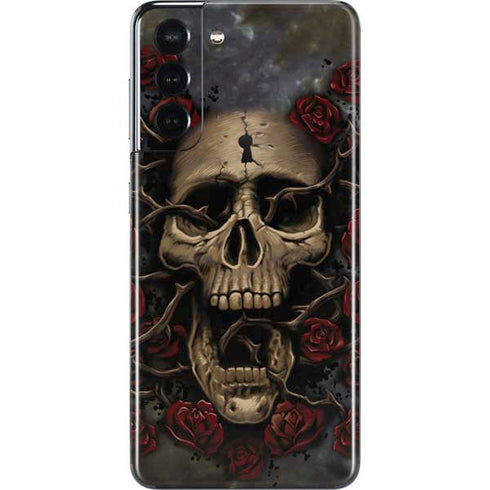 Liquid Blue Skull Entwined with Roses Galaxy S21 5G Skin