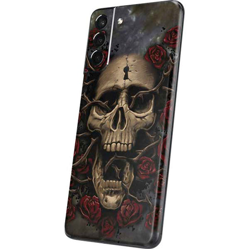 Liquid Blue Skull Entwined with Roses Galaxy S21 5G Skin