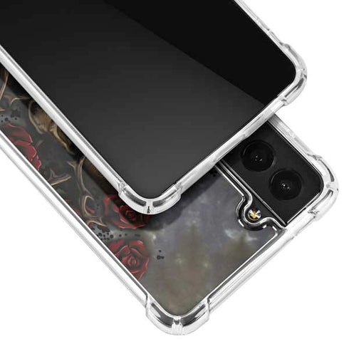 Liquid Blue Skull Entwined with Roses Galaxy S21 Plus 5G Clear Case
