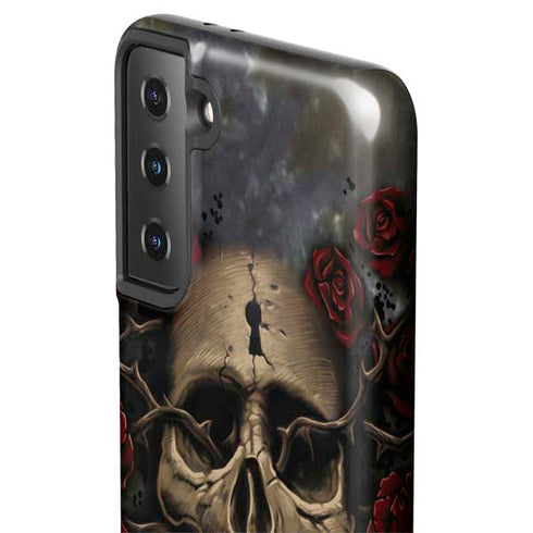 Liquid Blue Skull Entwined with Roses Galaxy S21 Plus 5G Pro Case