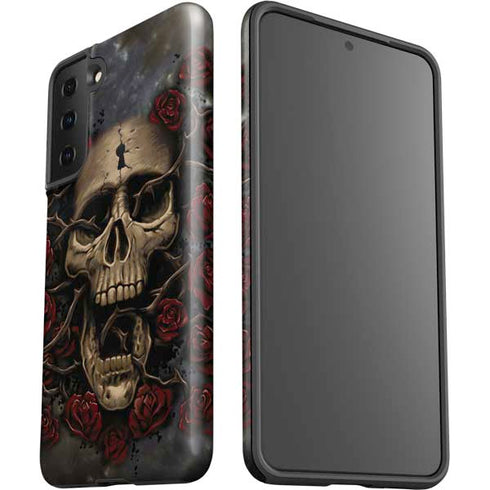 Liquid Blue Skull Entwined with Roses Galaxy S21 Plus 5G Pro Case
