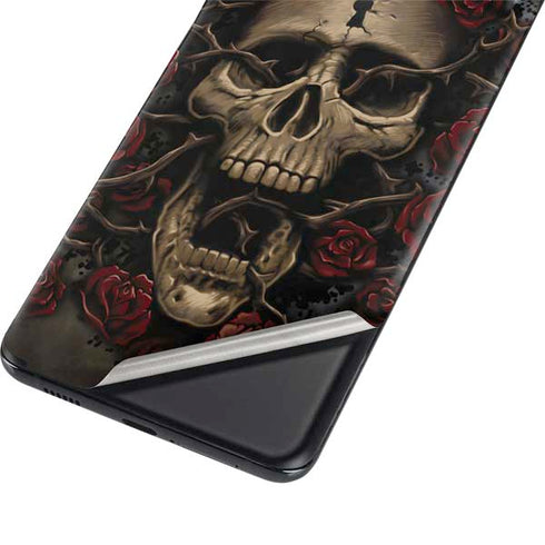 Liquid Blue Skull Entwined with Roses Galaxy S21 Plus 5G Skin