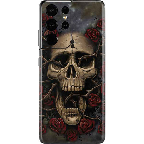 Liquid Blue Skull Entwined with Roses Galaxy S21 Ultra 5G Skin