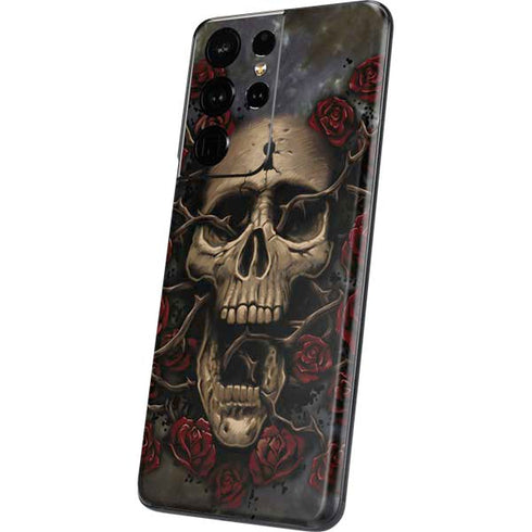 Liquid Blue Skull Entwined with Roses Galaxy S21 Ultra 5G Skin