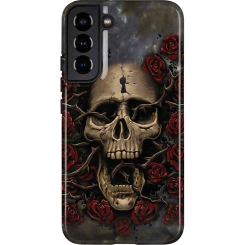 Liquid Blue Skull Entwined with Roses Galaxy S22 Plus Pro Case