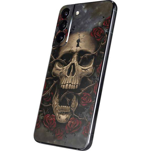 Liquid Blue Skull Entwined with Roses Galaxy S22 Plus Skin