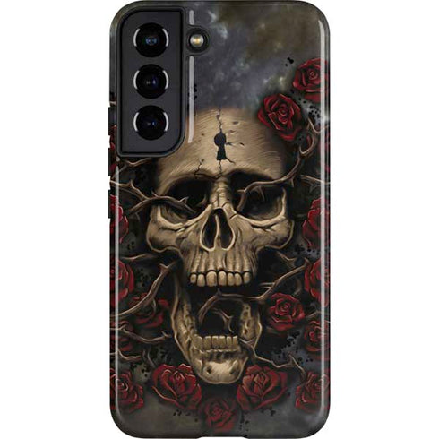 Liquid Blue Skull Entwined with Roses Galaxy S22 Pro Case