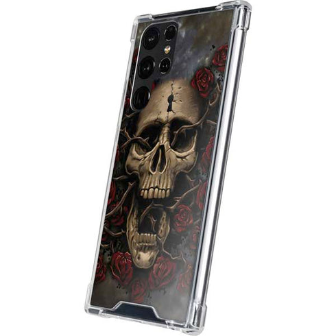 Liquid Blue Skull Entwined with Roses Galaxy S22 Ultra Clear Case