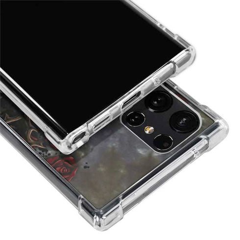 Liquid Blue Skull Entwined with Roses Galaxy S22 Ultra Clear Case