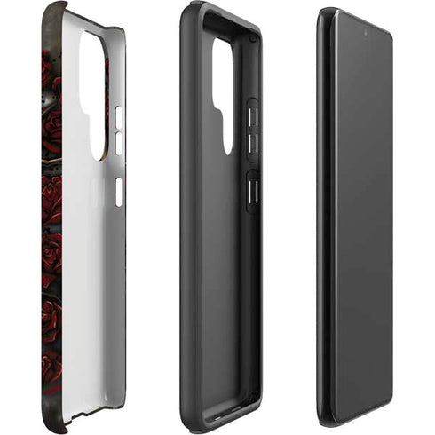 Liquid Blue Skull Entwined with Roses Galaxy S22 Ultra Pro Case