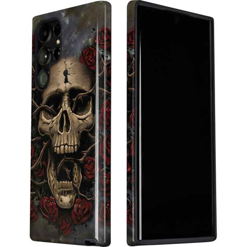 Liquid Blue Skull Entwined with Roses Galaxy S22 Ultra Pro Case