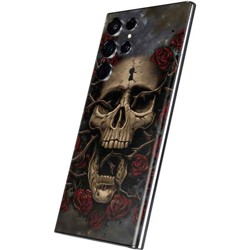Liquid Blue Skull Entwined with Roses Galaxy S22 Ultra Skin
