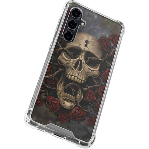 Liquid Blue Skull Entwined with Roses Galaxy S23 FE Clear Case