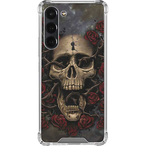 Liquid Blue Skull Entwined with Roses Galaxy S23 Plus Clear Case