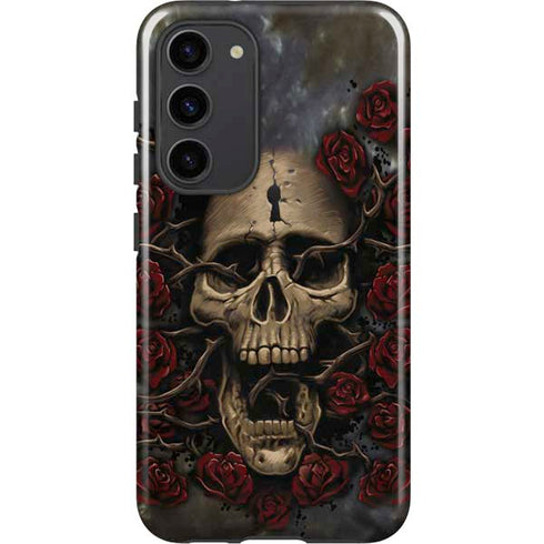 Liquid Blue Skull Entwined with Roses Galaxy S23 Plus Pro Case