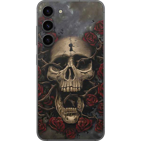 Liquid Blue Skull Entwined with Roses Galaxy S23 Plus Skin