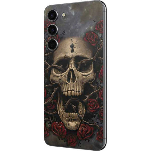 Liquid Blue Skull Entwined with Roses Galaxy S23 Plus Skin
