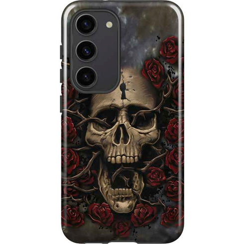 Liquid Blue Skull Entwined with Roses Galaxy S23 Pro Case