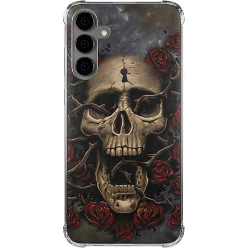Liquid Blue Skull Entwined with Roses Galaxy S24 Plus Clear Case