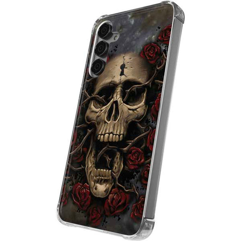 Liquid Blue Skull Entwined with Roses Galaxy S24 Plus Clear Case