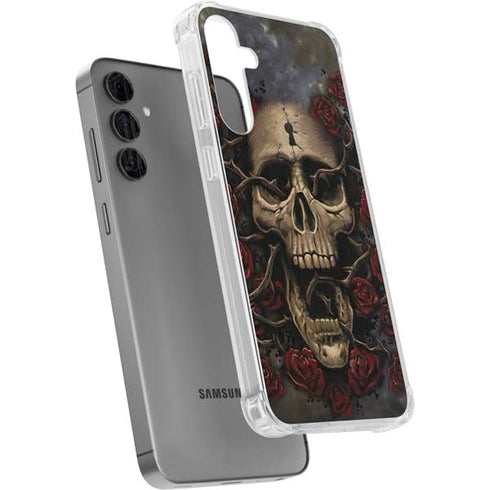 Liquid Blue Skull Entwined with Roses Galaxy S24 Plus Clear Case