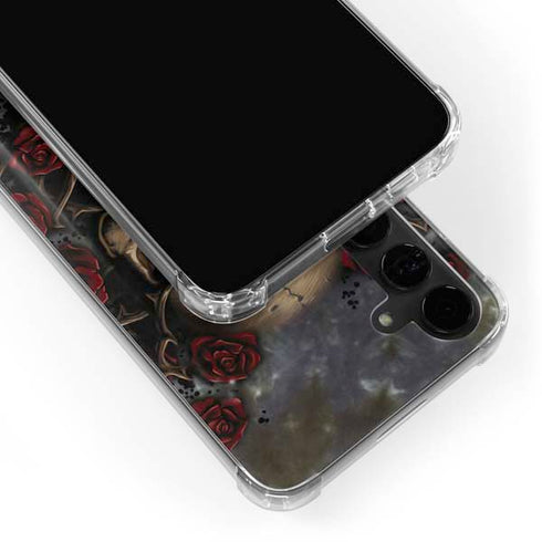 Liquid Blue Skull Entwined with Roses Galaxy S24 Plus Clear Case