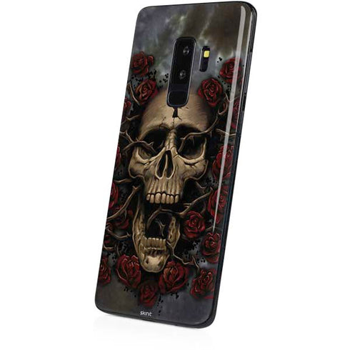 Liquid Blue Skull Entwined with Roses Galaxy S9 Plus Skin