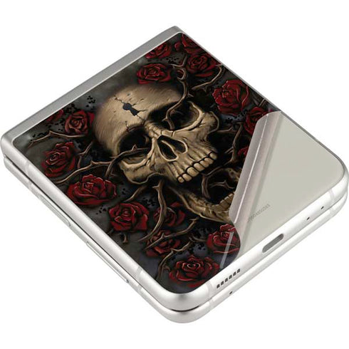Liquid Blue Skull Entwined with Roses Galaxy Z Flip3 5G Skin