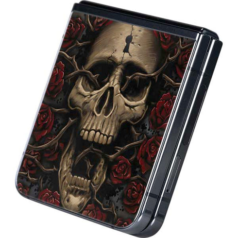 Liquid Blue Skull Entwined with Roses Galaxy Z Flip5 5G Skin