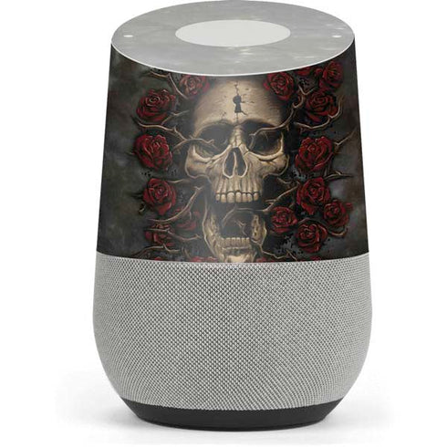 Liquid Blue Skull Entwined with Roses Google Home Skin