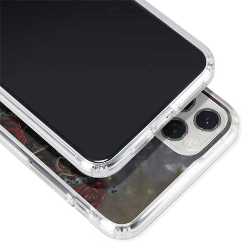 Liquid Blue Skull Entwined with Roses iPhone 11 Pro Clear Case