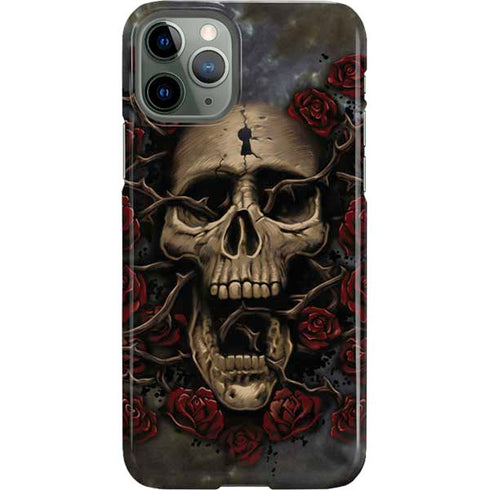 Liquid Blue Skull Entwined with Roses iPhone 11 Pro Lite Case