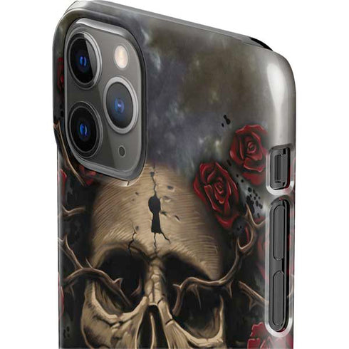 Liquid Blue Skull Entwined with Roses iPhone 11 Pro Lite Case