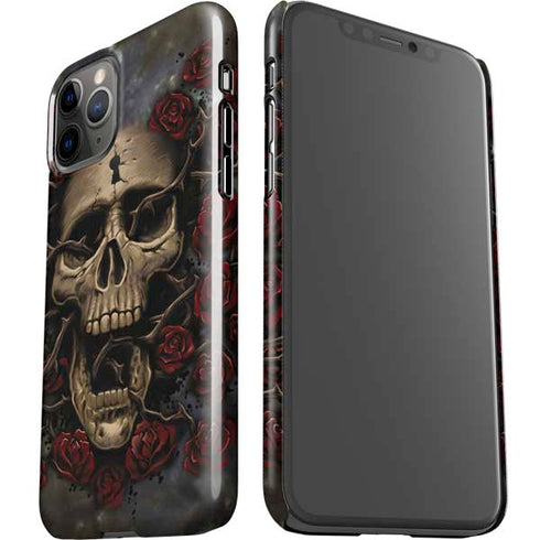 Liquid Blue Skull Entwined with Roses iPhone 11 Pro Lite Case