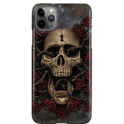 Liquid Blue Skull Entwined with Roses iPhone 11 Pro Max Lite Case