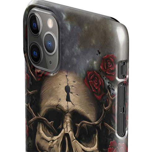 Liquid Blue Skull Entwined with Roses iPhone 11 Pro Max Lite Case