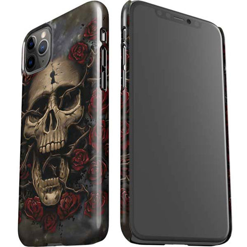 Liquid Blue Skull Entwined with Roses iPhone 11 Pro Max Lite Case
