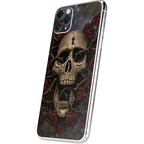 Liquid Blue Skull Entwined with Roses iPhone 11 Pro Max Skin