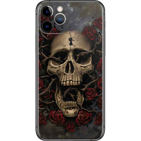 Liquid Blue Skull Entwined with Roses iPhone 11 Pro Skin