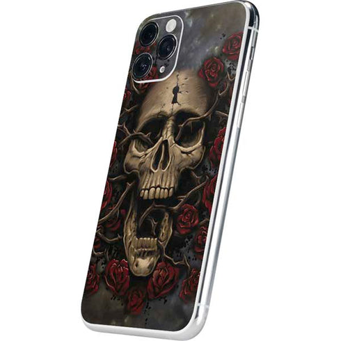 Liquid Blue Skull Entwined with Roses iPhone 11 Pro Skin