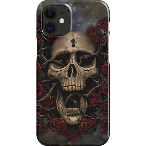 Liquid Blue Skull Entwined with Roses iPhone 12 Mini Lite Case