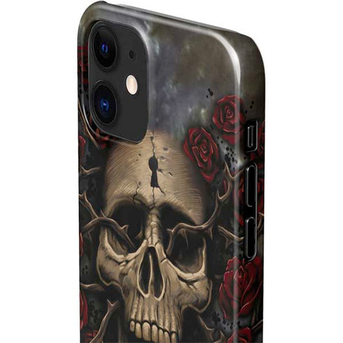 Liquid Blue Skull Entwined with Roses iPhone 12 Mini Lite Case