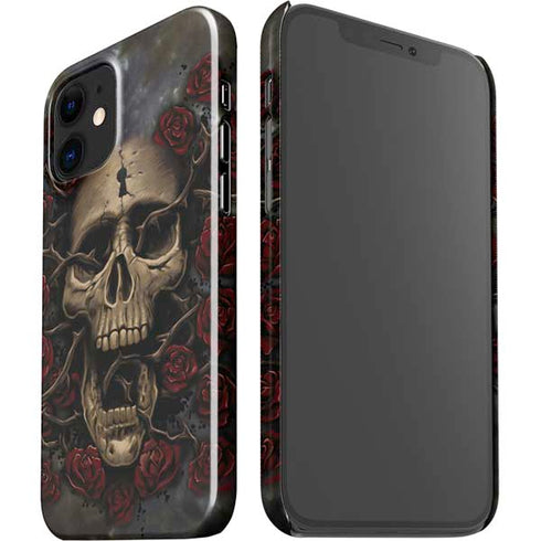Liquid Blue Skull Entwined with Roses iPhone 12 Mini Lite Case