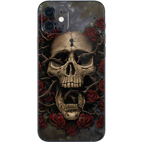 Liquid Blue Skull Entwined with Roses iPhone 12 Mini Skin